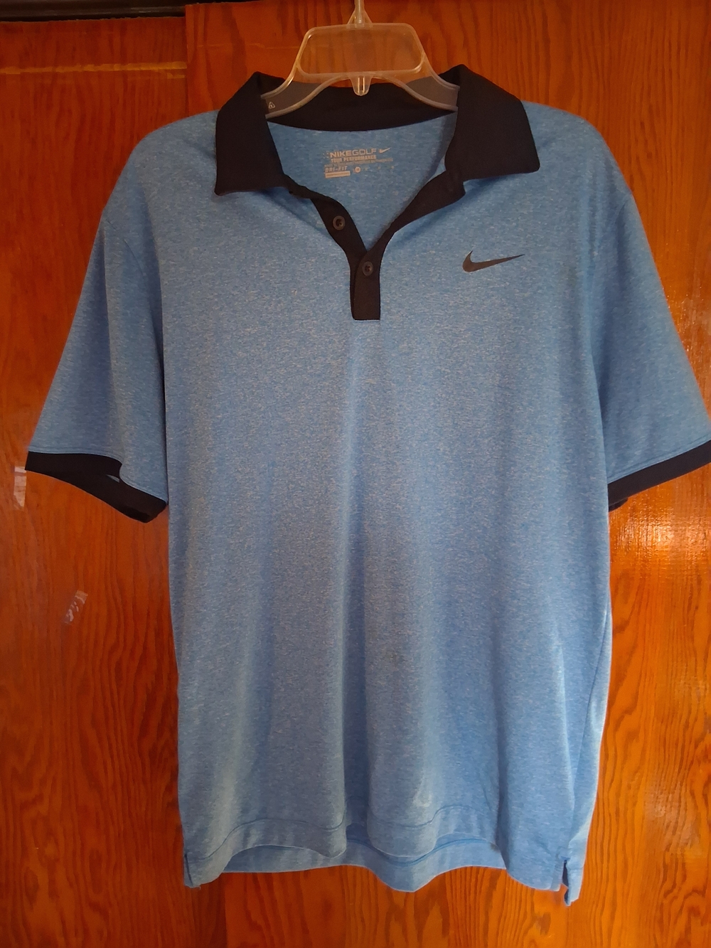 Nike Golf Light Blue Heather Polo with Navy Blue Trim